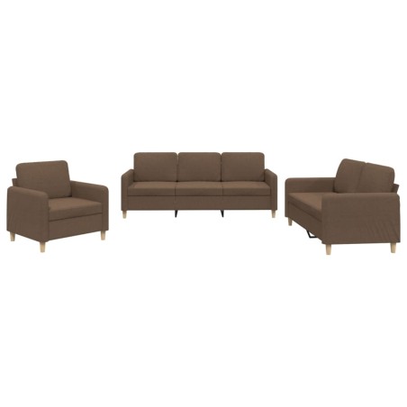 vidaXL Set di Divani 3 pz con Cuscini Marrone in Tessuto