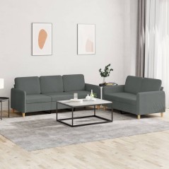 vidaXL Set di Divani 2 pz con Cuscini Grigio Scuro in Tessuto