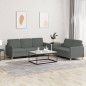 vidaXL Set di Divani 2 pz con Cuscini Grigio Scuro in Tessuto vidaXL Set di Divani 2 pz con Cuscini Grigio Scuro in Tessuto