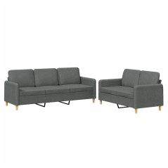 vidaXL Set di Divani 2 pz con Cuscini Grigio Scuro in Tessuto