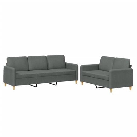 vidaXL Set di Divani 2 pz con Cuscini Grigio Scuro in Tessuto