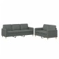 vidaXL Set di Divani 2 pz con Cuscini Grigio Scuro in Tessuto vidaXL Set di Divani 2 pz con Cuscini Grigio Scuro in Tessuto
