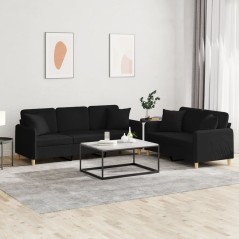 vidaXL Set Divani 2 pz con Cuscini Nero in Tessuto
