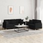 vidaXL Set Divani 2 pz con Cuscini Nero in Tessuto