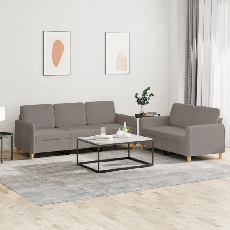 vidaXL Set di Divani 2 pz con Cuscini Tortora in Tessuto vidaXL Set di Divani 2 pz con Cuscini Tortora in Tessuto