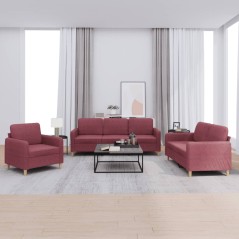 vidaXL Set di Divani 3 pz con Cuscini Rosso Vino in Tessuto
