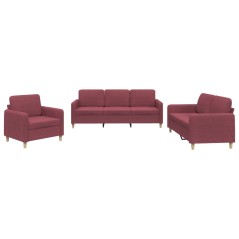 vidaXL Set di Divani 3 pz con Cuscini Rosso Vino in Tessuto