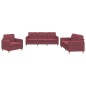 vidaXL Set di Divani 3 pz con Cuscini Rosso Vino in Tessuto vidaXL Set di Divani 3 pz con Cuscini Rosso Vino in Tessuto