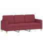 vidaXL Set di Divani 3 pz con Cuscini Rosso Vino in Tessuto vidaXL Set di Divani 3 pz con Cuscini Rosso Vino in Tessuto