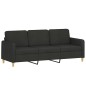 vidaXL Set Divani 3 pz con Cuscini Nero in Tessuto vidaXL Set Divani 3 pz con Cuscini Nero in Tessuto