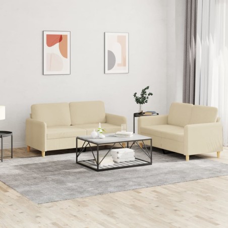 vidaXL Set di Divani 2 pz con Cuscini Crema in Tessuto
