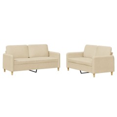 vidaXL Set di Divani 2 pz con Cuscini Crema in Tessuto