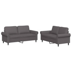vidaXL Set di Divani 2 pz con Cuscini Grigio in Similpelle