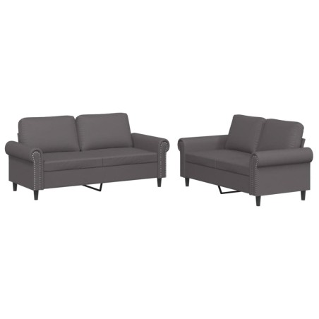 vidaXL Set di Divani 2 pz con Cuscini Grigio in Similpelle