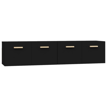 Mobili Parete 2 pz Neri 80x35x36,5 cm in Legno Multistrato