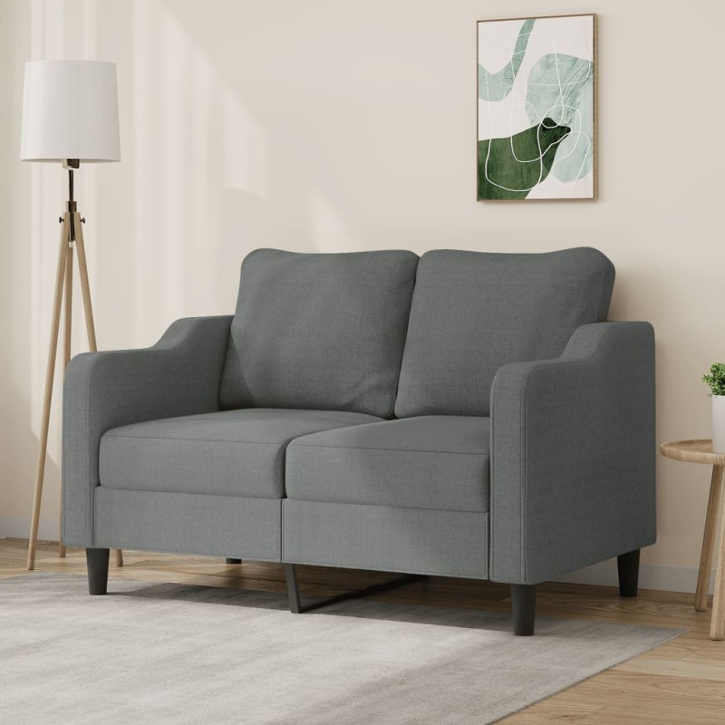 vidaXL Divano a 2 Posti Grigio Scuro 120 cm in Tessuto vidaXL Divano a 2 Posti Grigio Scuro 120 cm in Tessuto