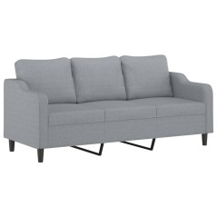vidaXL Divano a 3 Posti Grigio Chiaro 180 cm in Tessuto