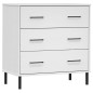 Credenza con 3 Cassetti Bianca 77x40x79,5cm Legno Massello OSLO Credenza con 3 Cassetti Bianca 77x40x79,5cm Legno Massello OSLO
