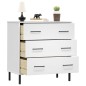 Credenza con 3 Cassetti Bianca 77x40x79,5cm Legno Massello OSLO Credenza con 3 Cassetti Bianca 77x40x79,5cm Legno Massello OSLO