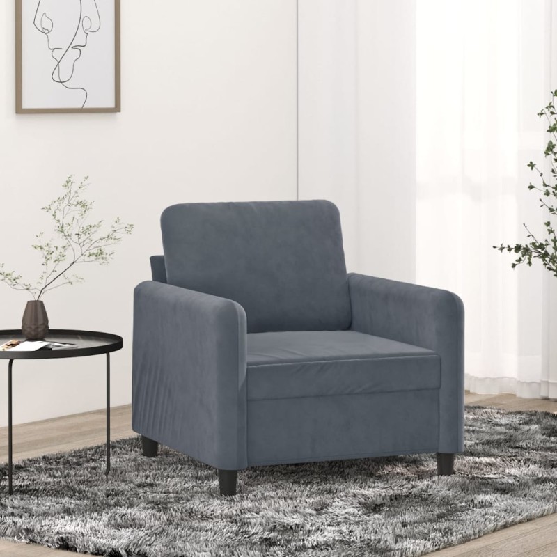 vidaXL Poltrona Grigio Scuro 60 cm Velluto vidaXL Poltrona Grigio Scuro 60 cm Velluto