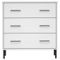Credenza con 3 Cassetti Bianca 77x40x79,5cm Legno Massello OSLO Credenza con 3 Cassetti Bianca 77x40x79,5cm Legno Massello OSLO