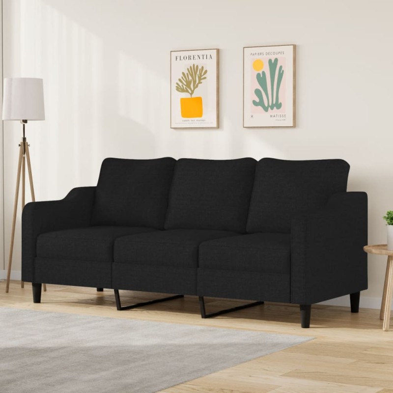 vidaXL Divano a 3 Posti Nero 180 cm in Tessuto vidaXL Divano a 3 Posti Nero 180 cm in Tessuto
