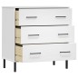 Credenza con 3 Cassetti Bianca 77x40x79,5cm Legno Massello OSLO Credenza con 3 Cassetti Bianca 77x40x79,5cm Legno Massello OSLO