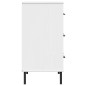 Credenza con 3 Cassetti Bianca 77x40x79,5cm Legno Massello OSLO Credenza con 3 Cassetti Bianca 77x40x79,5cm Legno Massello OSLO