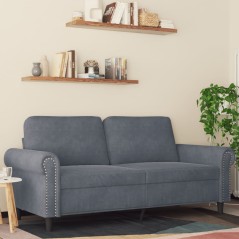 vidaXL Divano a 2 Posti grigio scuro140 cm in Velluto