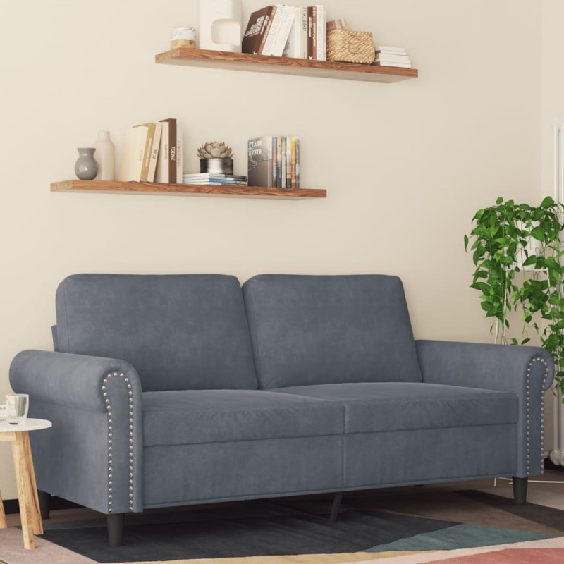 vidaXL Divano a 2 Posti grigio scuro140 cm in Velluto