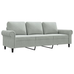 vidaXL Divano a 3 Posti Grigio Chiaro 180 cm in Velluto