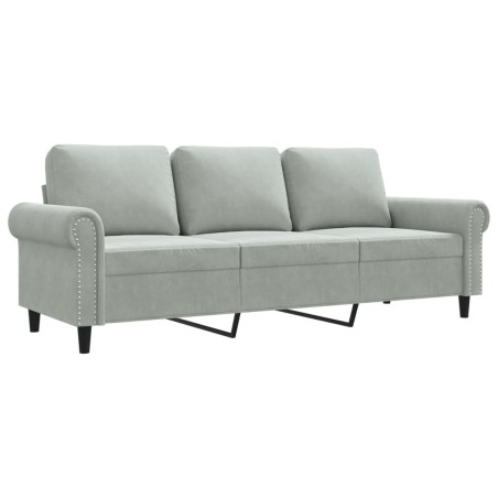 vidaXL Divano a 3 Posti Grigio Chiaro 180 cm in Velluto