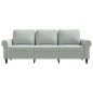 vidaXL Divano a 3 Posti Grigio Chiaro 180 cm in Velluto vidaXL Divano a 3 Posti Grigio Chiaro 180 cm in Velluto