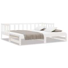 vidaXL Divano Letto con Letto Estraibile Bianco 90x200cm Massello Pino
