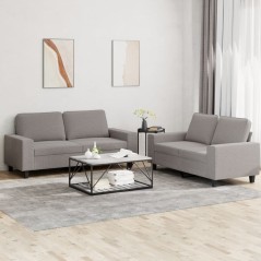 vidaXL Set di Divani 2 pz Tortora in Tessuto