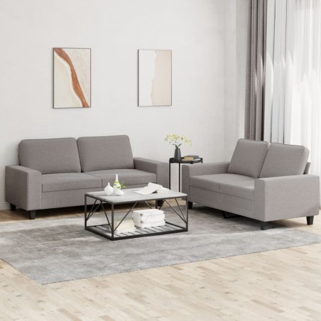vidaXL Set di Divani 2 pz Tortora in Tessuto
