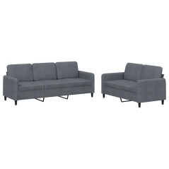 vidaXL Set di Divani 2 pz Grigio Scuro in Velluto