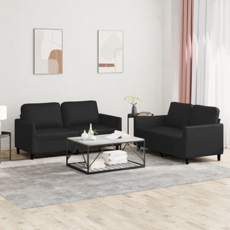 vidaXL Set di Divani 2 pz con Cuscini Nero in Similpelle