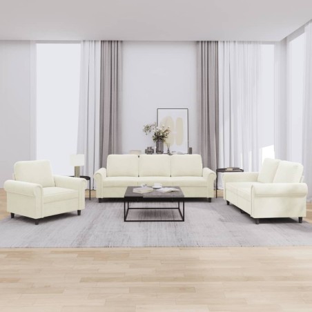 vidaXL Set di Divani 3 pz con Cuscini Crema in Velluto