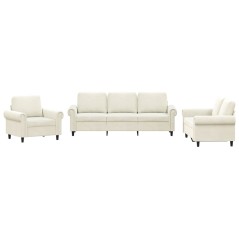 vidaXL Set di Divani 3 pz con Cuscini Crema in Velluto