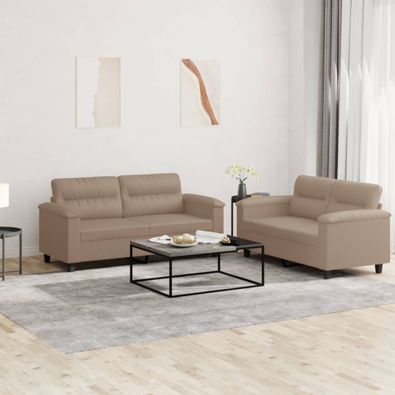 vidaXL Set di Divani 2 pz con Cuscini cappuccino in Similpelle vidaXL Set di Divani 2 pz con Cuscini cappuccino in Similpelle