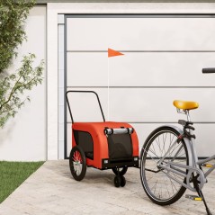 vidaXL Rimorchio da Bici per Animali Arancione e Nero Oxford e Ferro