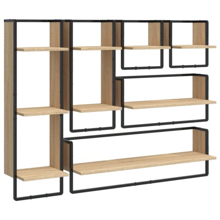 vidaXL Set Mensole Parete con Aste 6pz Rovere Sonoma Legno Multistrato