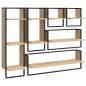 vidaXL Set Mensole Parete con Aste 6pz Rovere Sonoma Legno Multistrato vidaXL Set Mensole Parete con Aste 6pz Rovere Sonoma Legno Multistrato