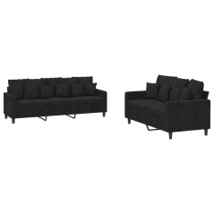 vidaXL Set di Divani 2 pz con Cuscini Nero in Velluto