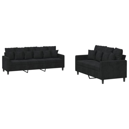vidaXL Set di Divani 2 pz con Cuscini Nero in Velluto