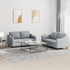 vidaXL Set di Divani 2 pz con Cuscini Grigio Chiaro in Tessuto