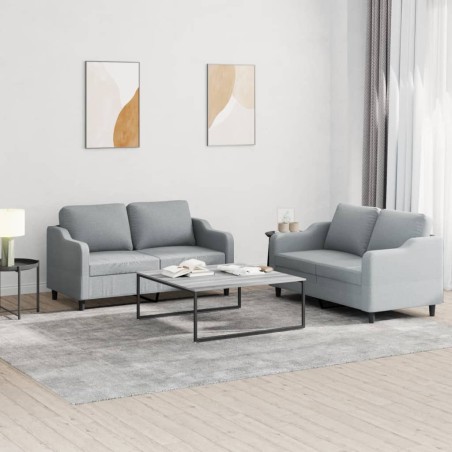 vidaXL Set di Divani 2 pz con Cuscini Grigio Chiaro in Tessuto