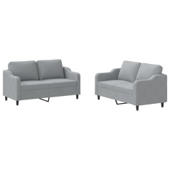 vidaXL Set di Divani 2 pz con Cuscini Grigio Chiaro in Tessuto