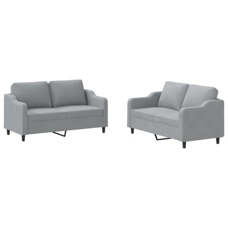 vidaXL Set di Divani 2 pz con Cuscini Grigio Chiaro in Tessuto
